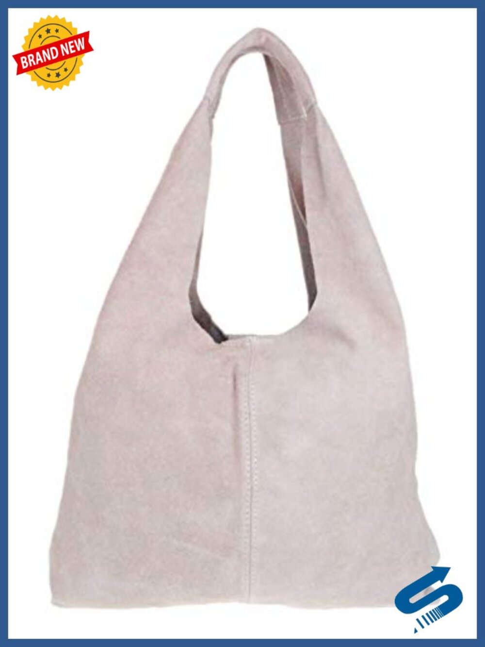Genuine Suede Oversized Open Shoulder Bag with Magnetic Snaps